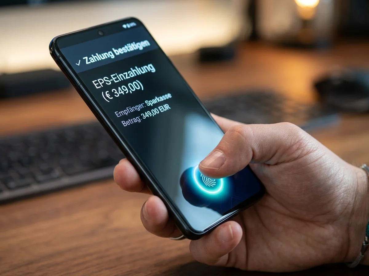 Biometrische Bestätigung per Face ID oder Fingerabdruck statt klassischer TAN bei EPS-Einzahlung