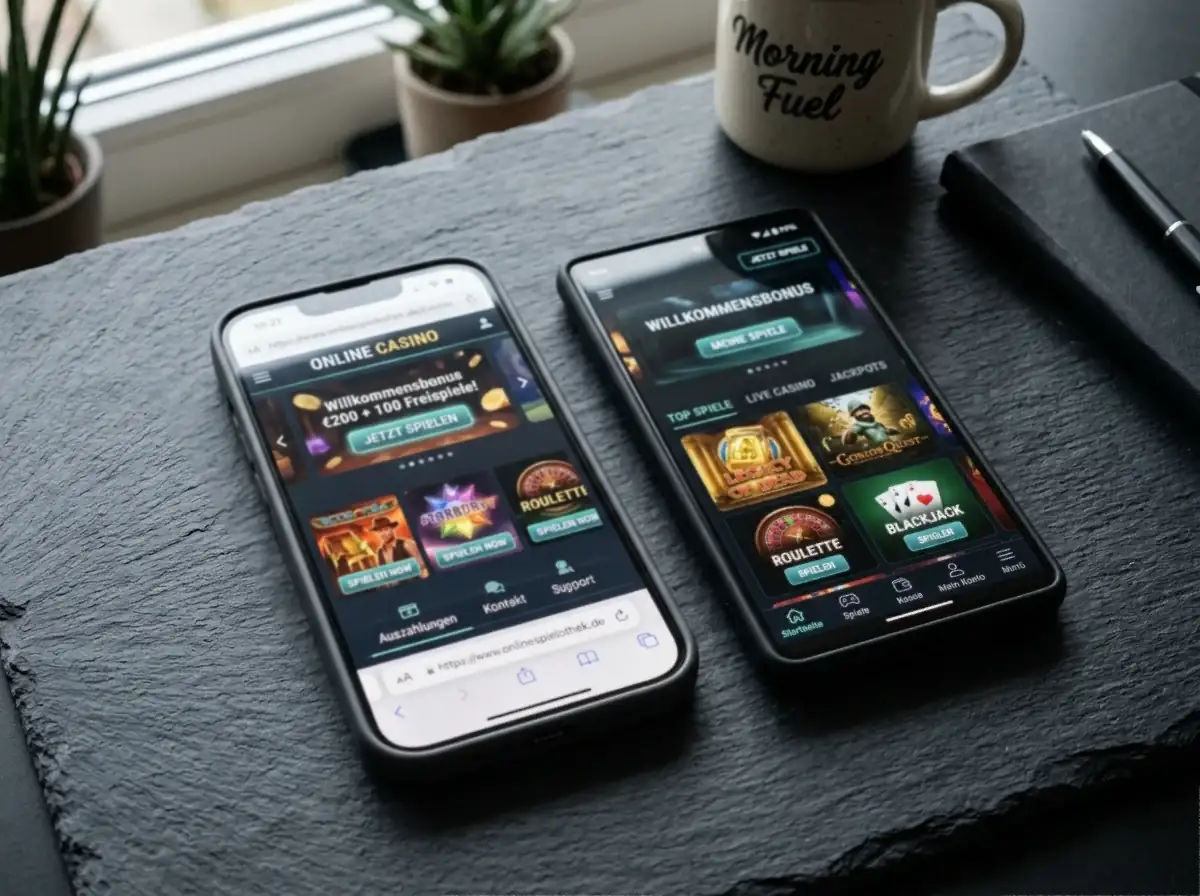 Mobiler Browser-Casino-Zugang versus dedizierte Casino-App auf einem Smartphone