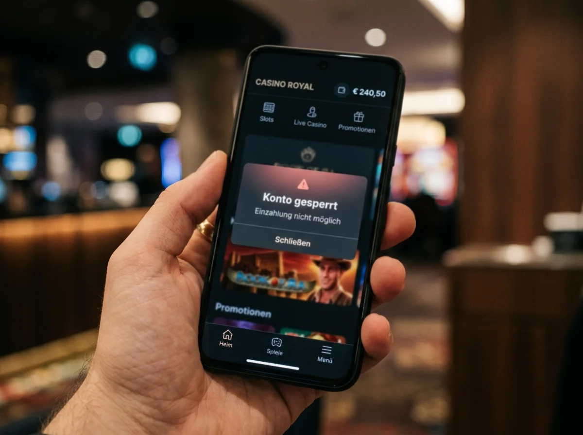 Gesperrtes Casino-Konto blockiert EPS-Einzahlung schon vor der Banking-App-Bestätigung