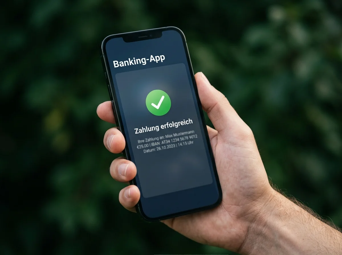 Mobile EPS-Einzahlung am Smartphone mit Banking-App-Bestätigung